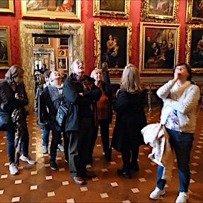 Photograph of students in the Palazzo Pitt in Florence